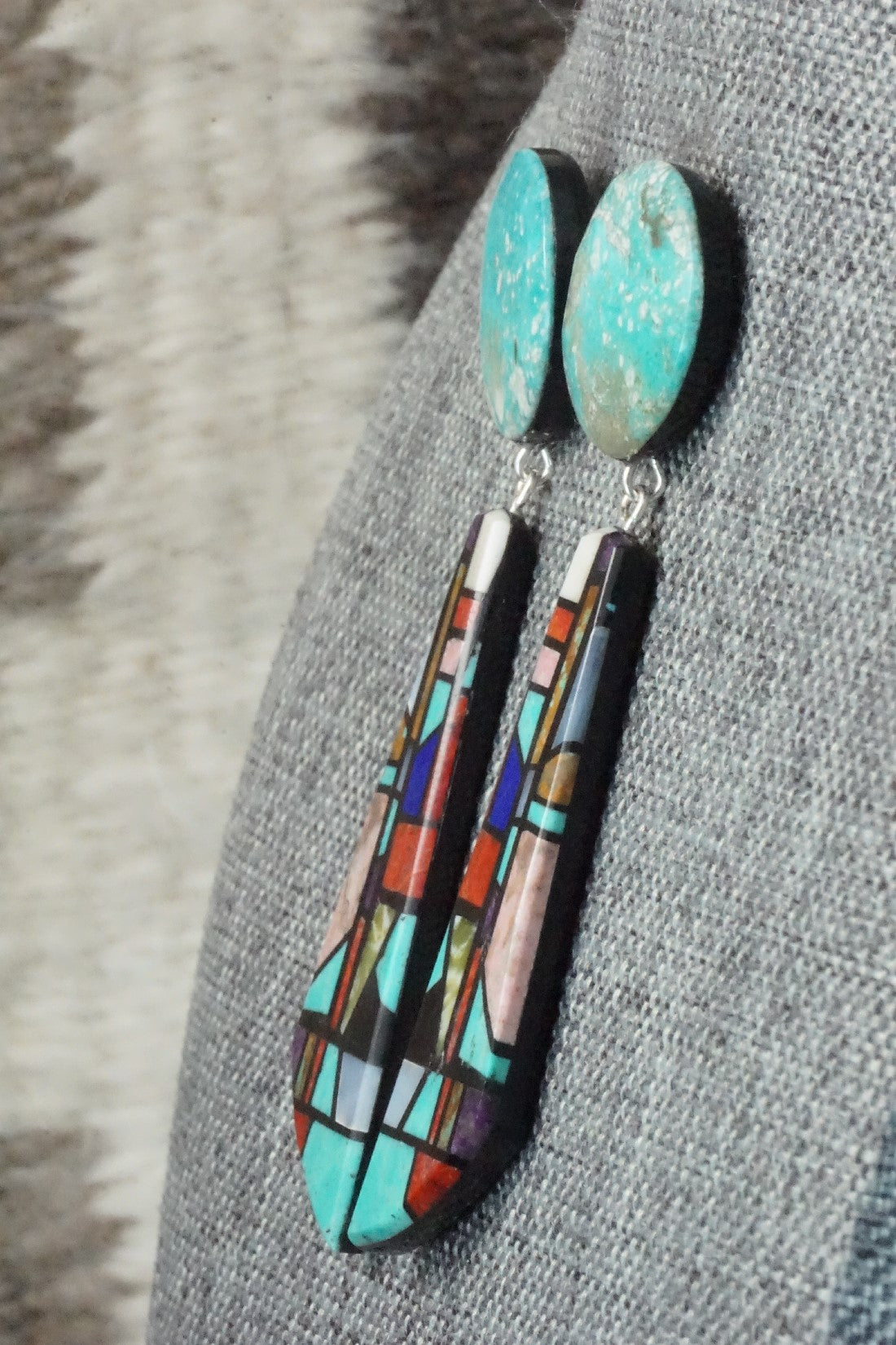 Multi Stone Inlay Earrings - Chris T. Nieto