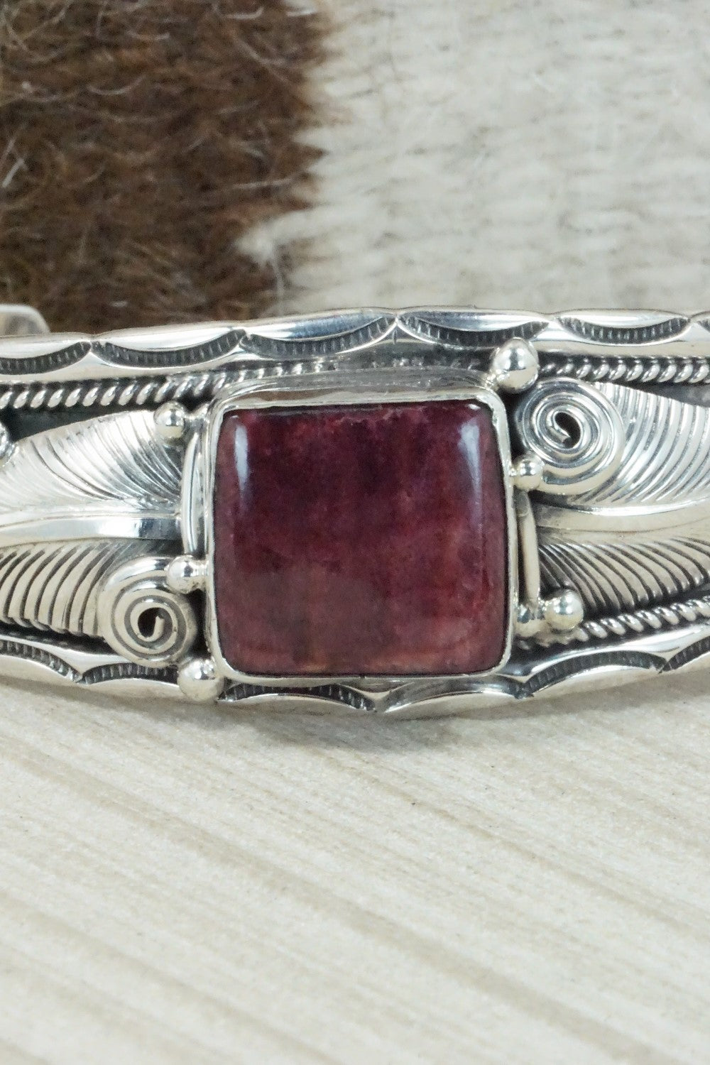 Spiny Oyster & Sterling Silver Bracelet - Darrell Morgan
