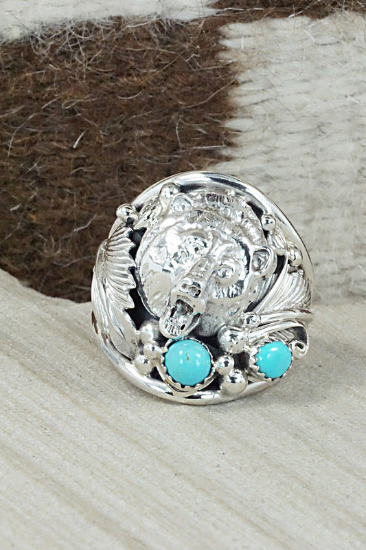 Turquoise and Sterling Silver Ring - Jeanette Saunders - Size 14