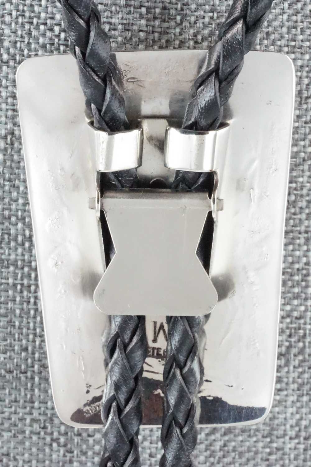 Turquoise, Coral & Sterling Silver Bolo Tie - Wilbur Myers