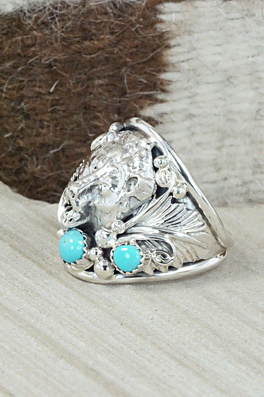 Turquoise and Sterling Silver Ring - Jeanette Saunders - Size 14