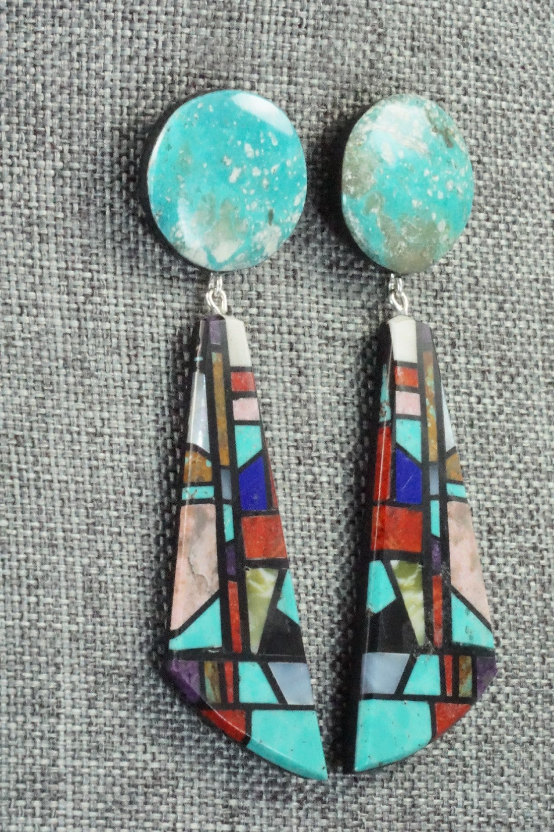 Multi Stone Inlay Earrings - Chris T. Nieto
