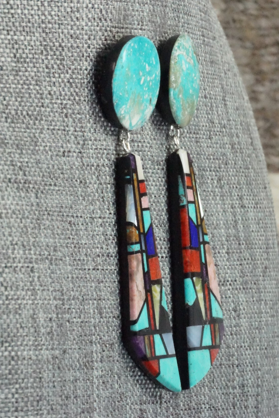 Multi Stone Inlay Earrings - Chris T. Nieto