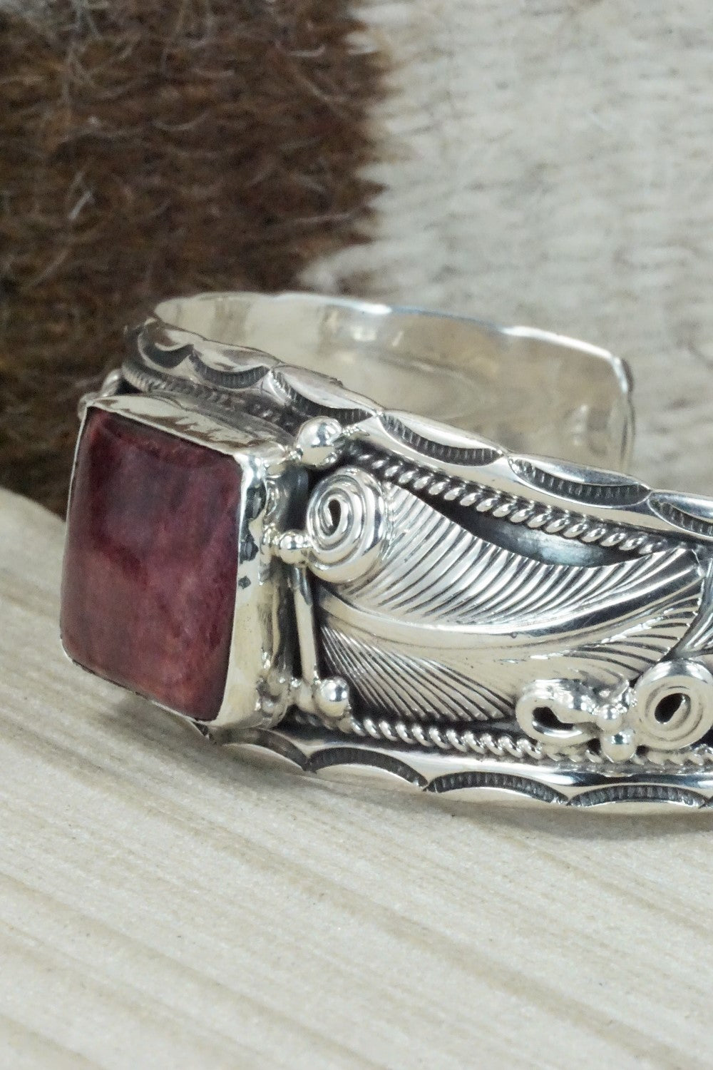 Spiny Oyster & Sterling Silver Bracelet - Darrell Morgan
