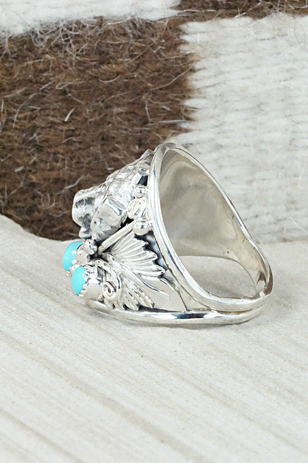 Turquoise and Sterling Silver Ring - Jeanette Saunders - Size 14