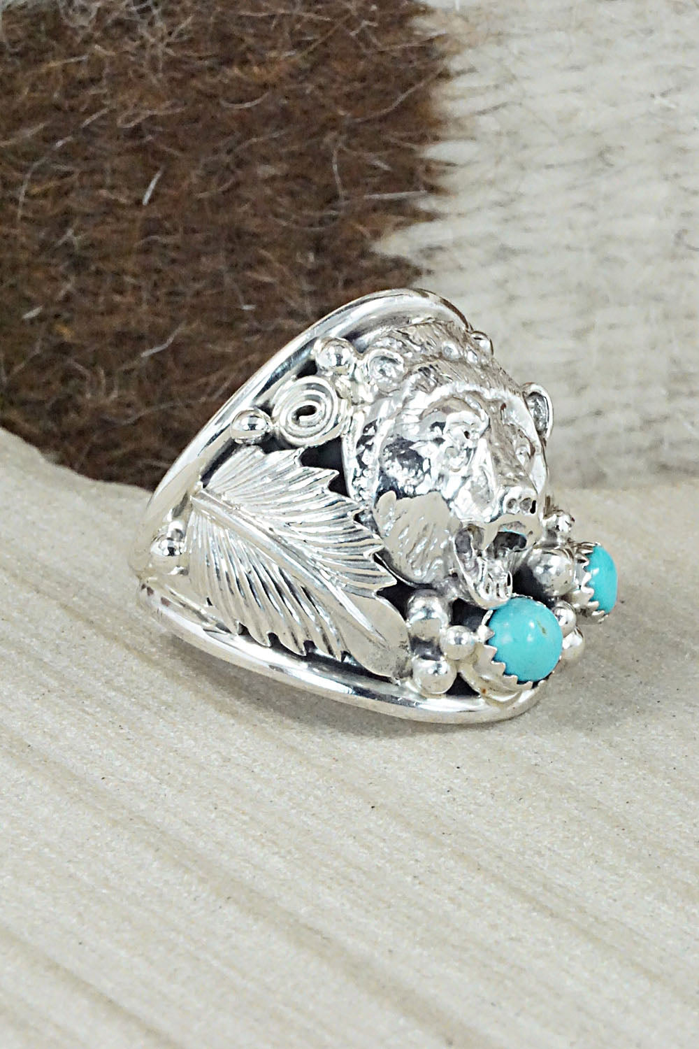 Turquoise and Sterling Silver Ring - Jeanette Saunders - Size 14
