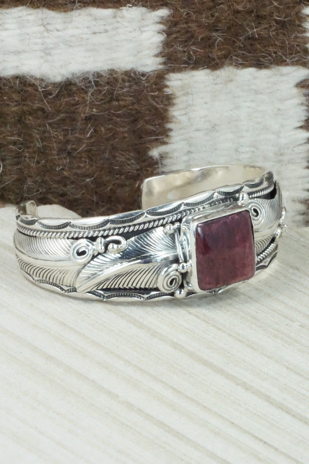 Spiny Oyster & Sterling Silver Bracelet - Darrell Morgan