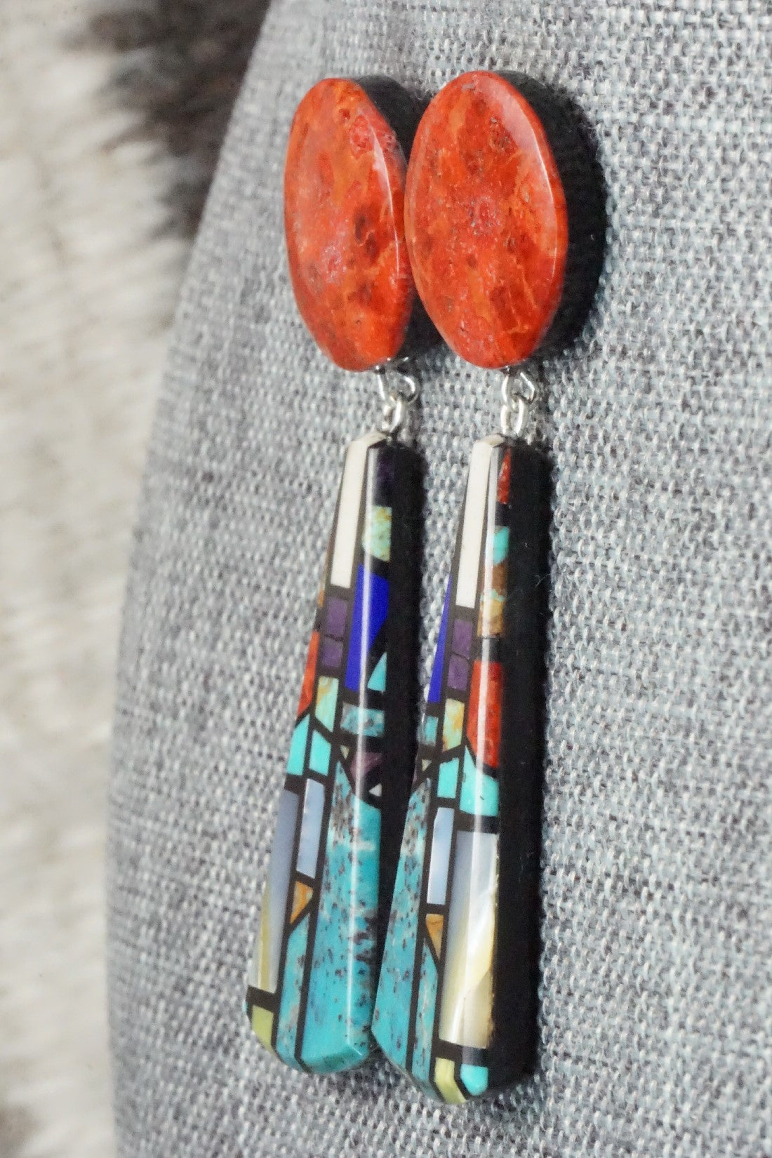 Multi Stone Inlay Earrings - Chris T. Nieto