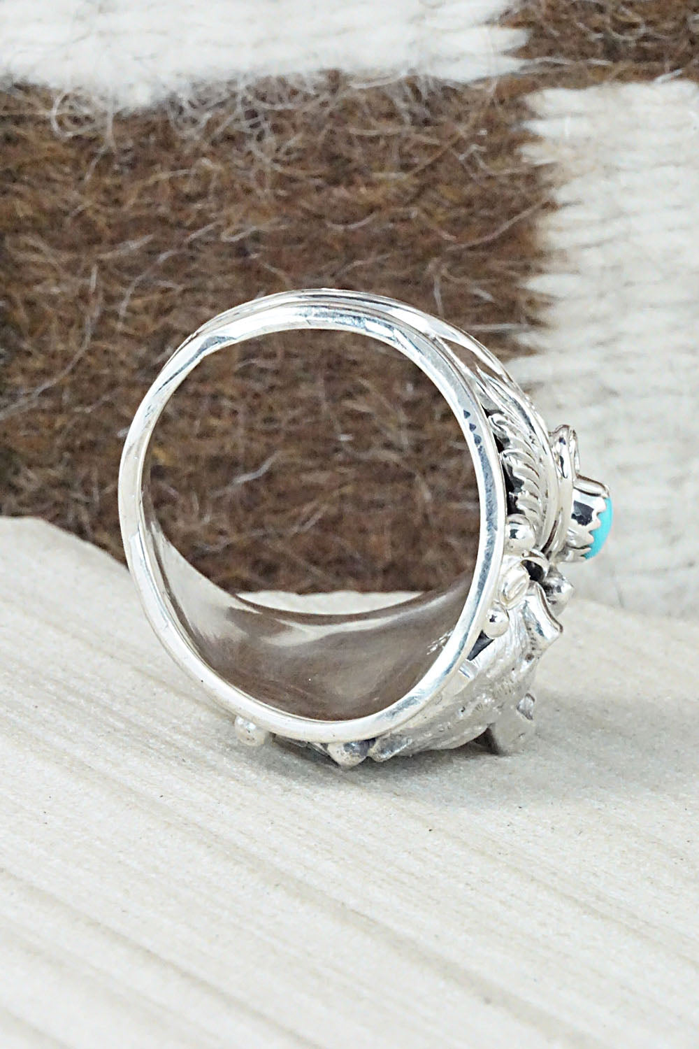Turquoise and Sterling Silver Ring - Jeanette Saunders - Size 14