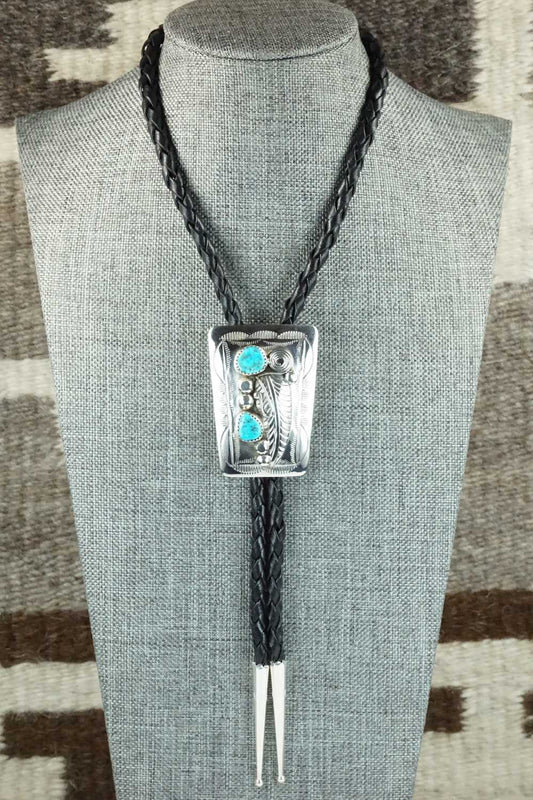 Turquoise & Sterling Silver Bolo Tie - Wilbur Myers