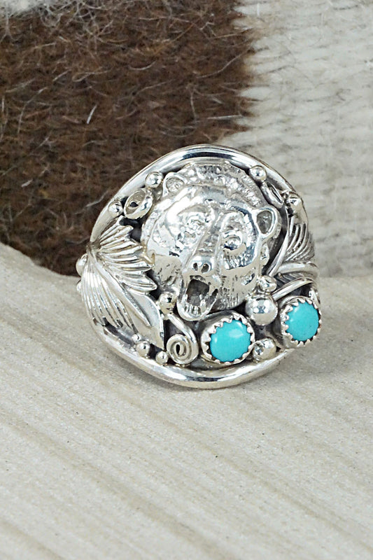 Turquoise and Sterling Silver Ring - Jeanette Saunders - Size 14.5