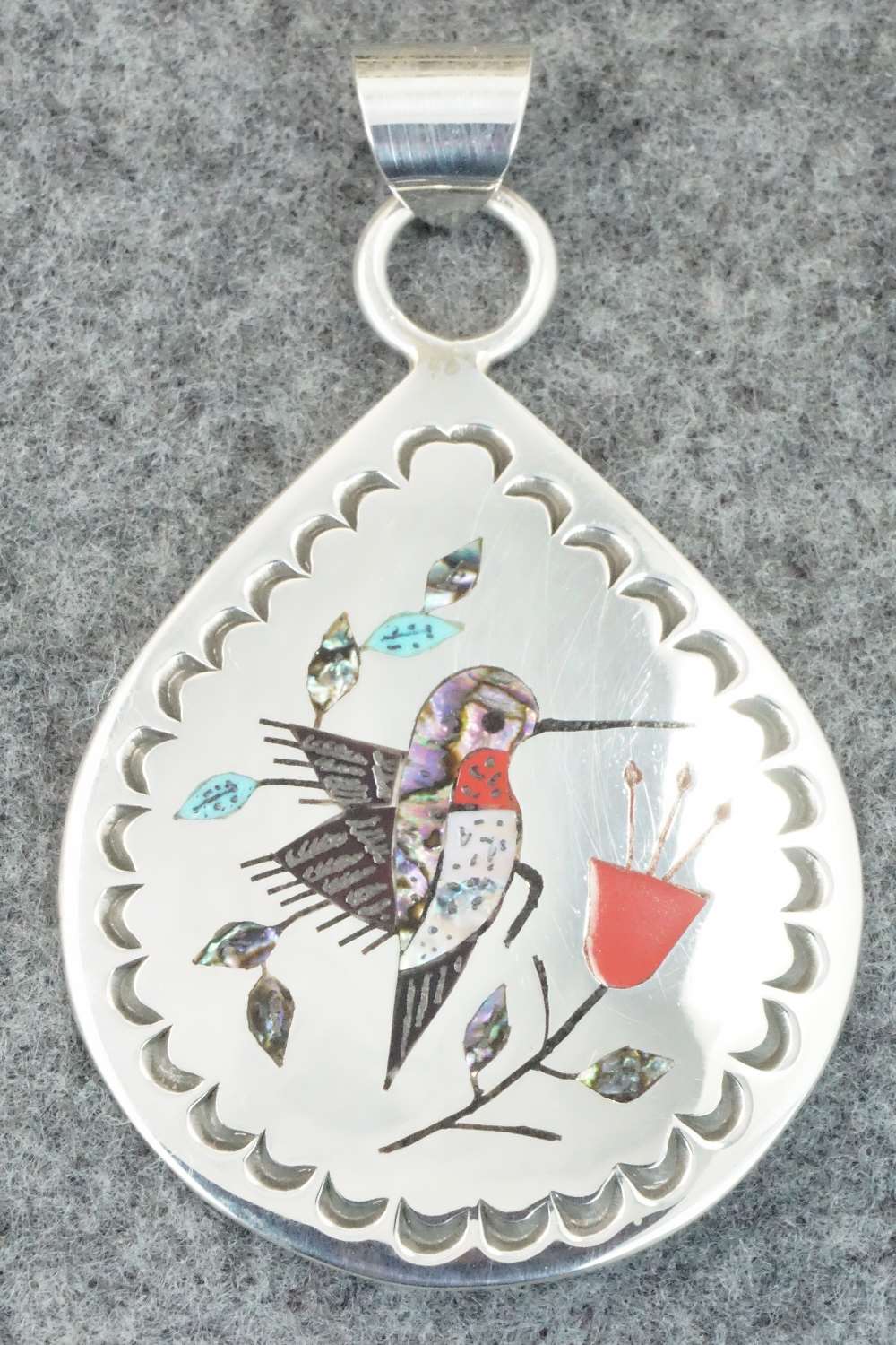 Multi Stone & Sterling Silver Inlay Pendant - Raymond Boyd