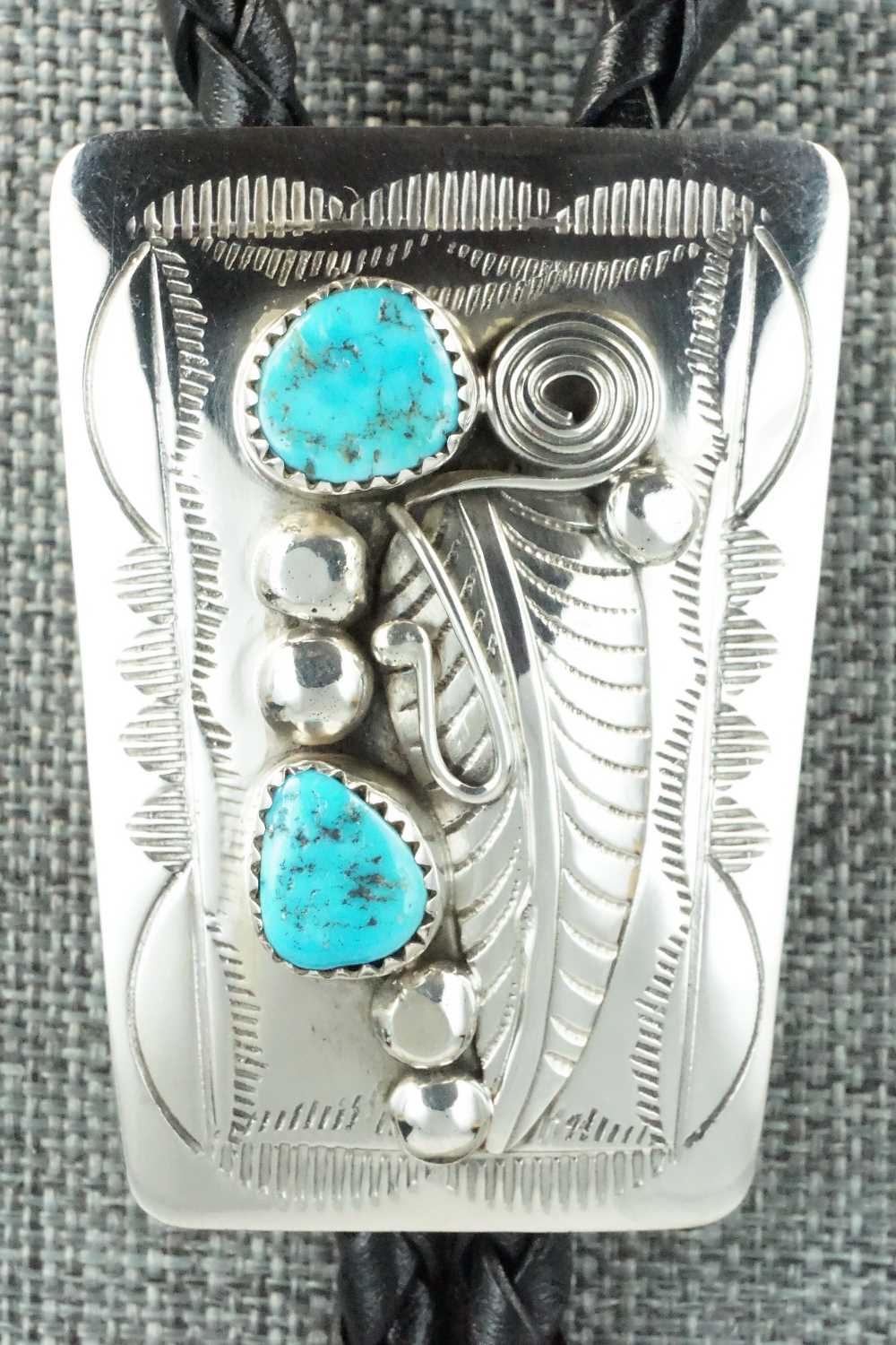 Turquoise & Sterling Silver Bolo Tie - Wilbur Myers