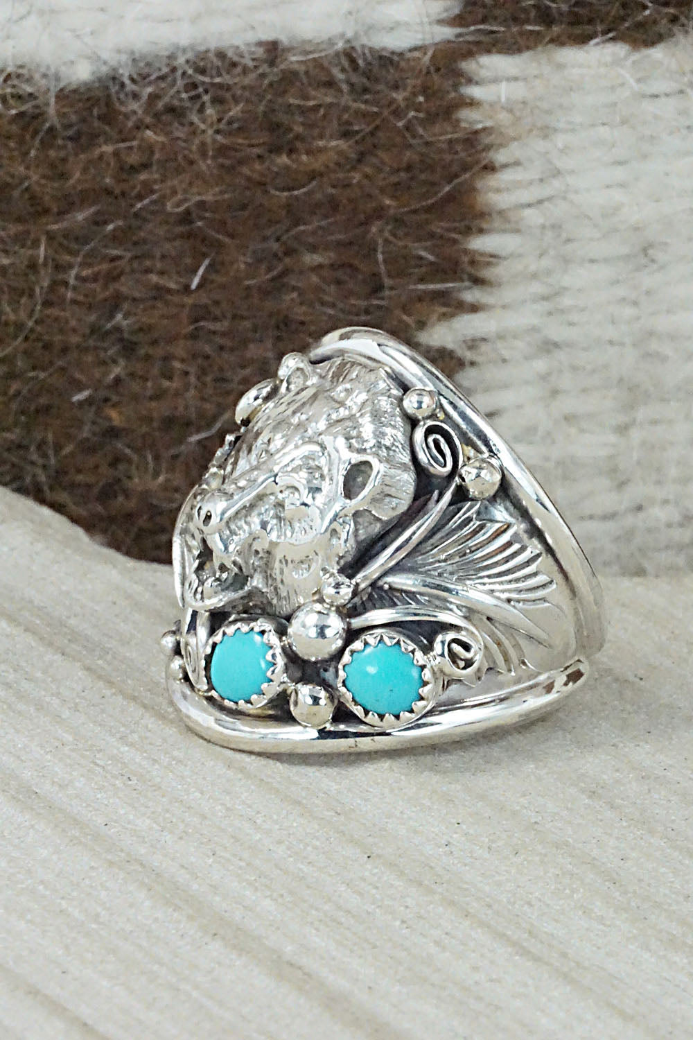 Turquoise and Sterling Silver Ring - Jeanette Saunders - Size 14.5