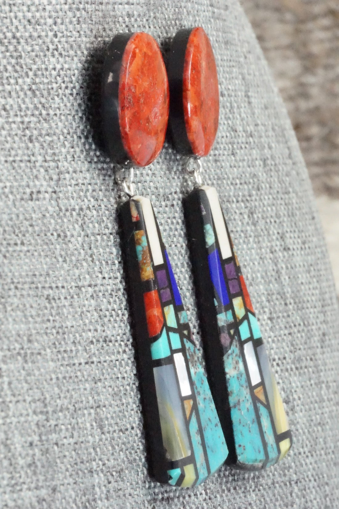 Multi Stone Inlay Earrings - Chris T. Nieto