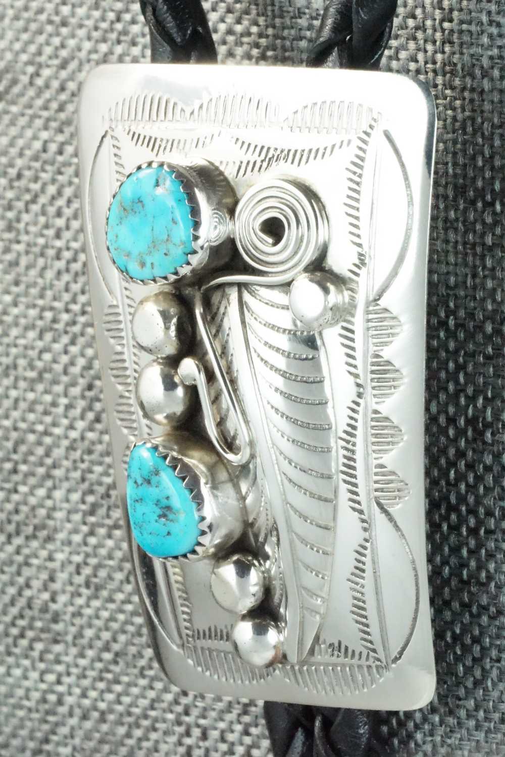 Turquoise & Sterling Silver Bolo Tie - Wilbur Myers