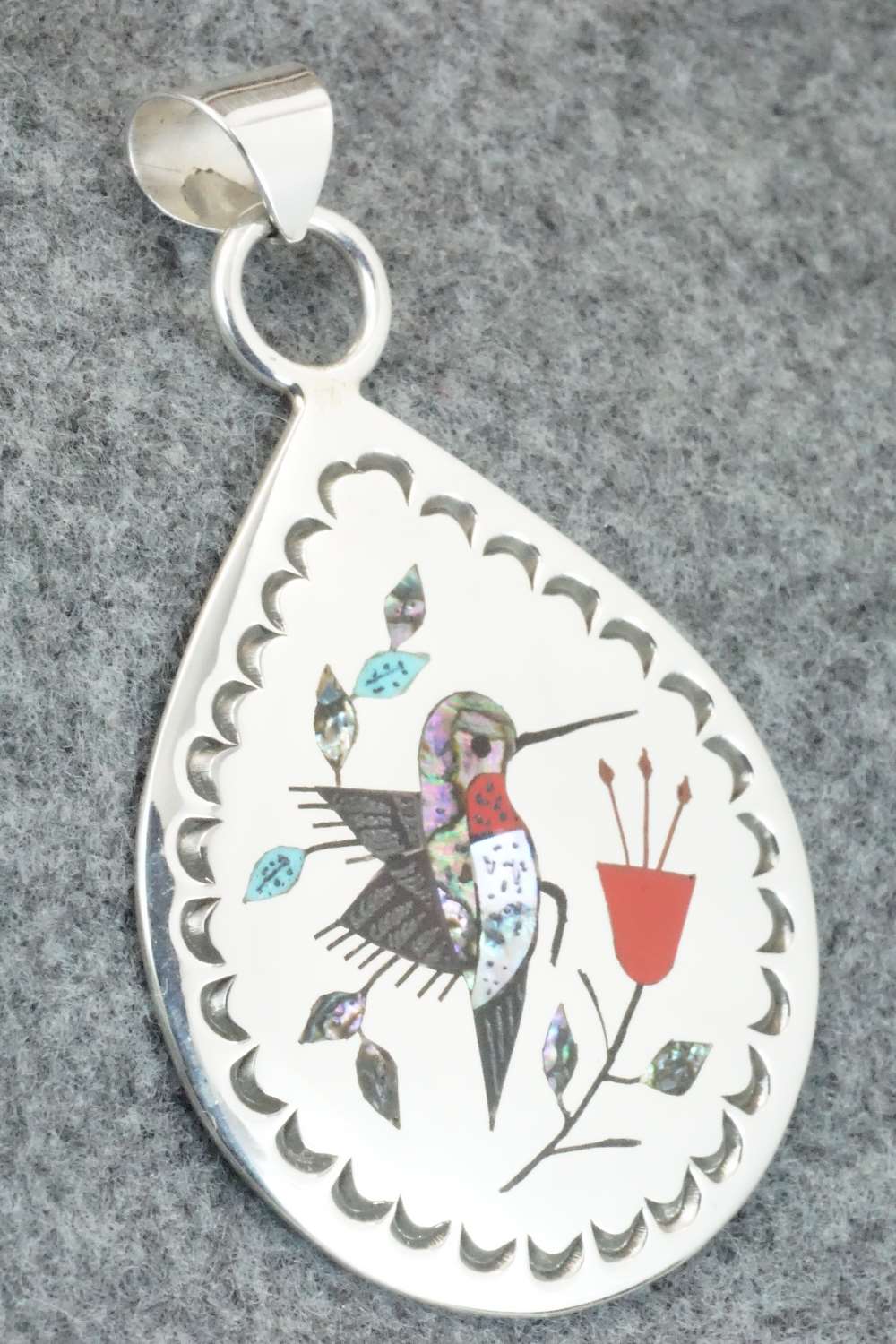 Multi Stone & Sterling Silver Inlay Pendant - Raymond Boyd