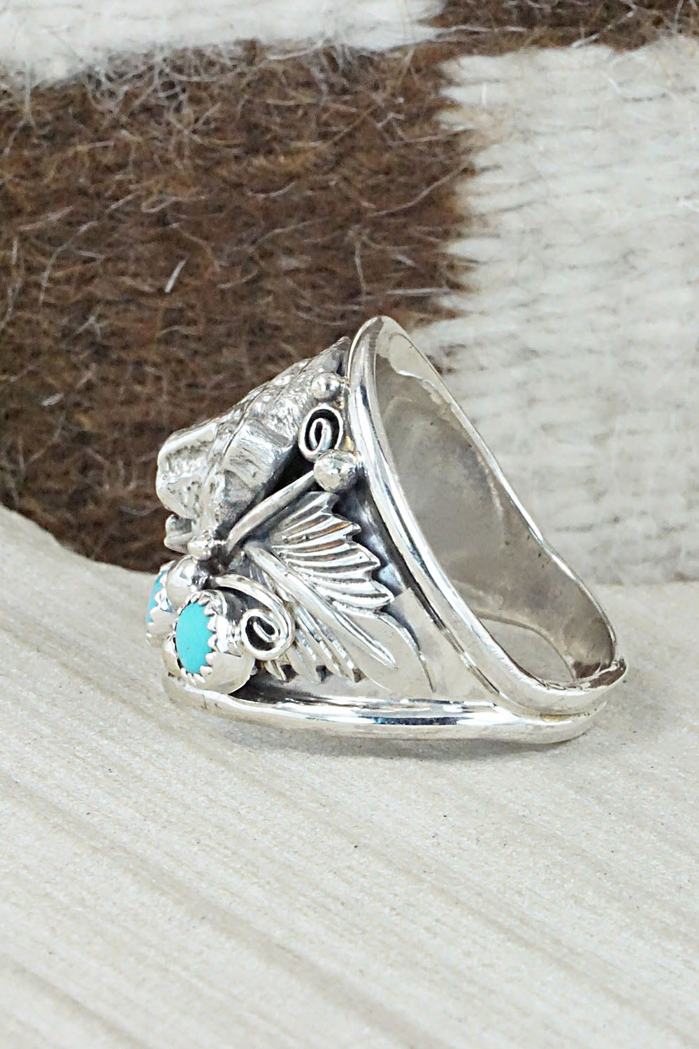 Turquoise and Sterling Silver Ring - Jeanette Saunders - Size 14.5