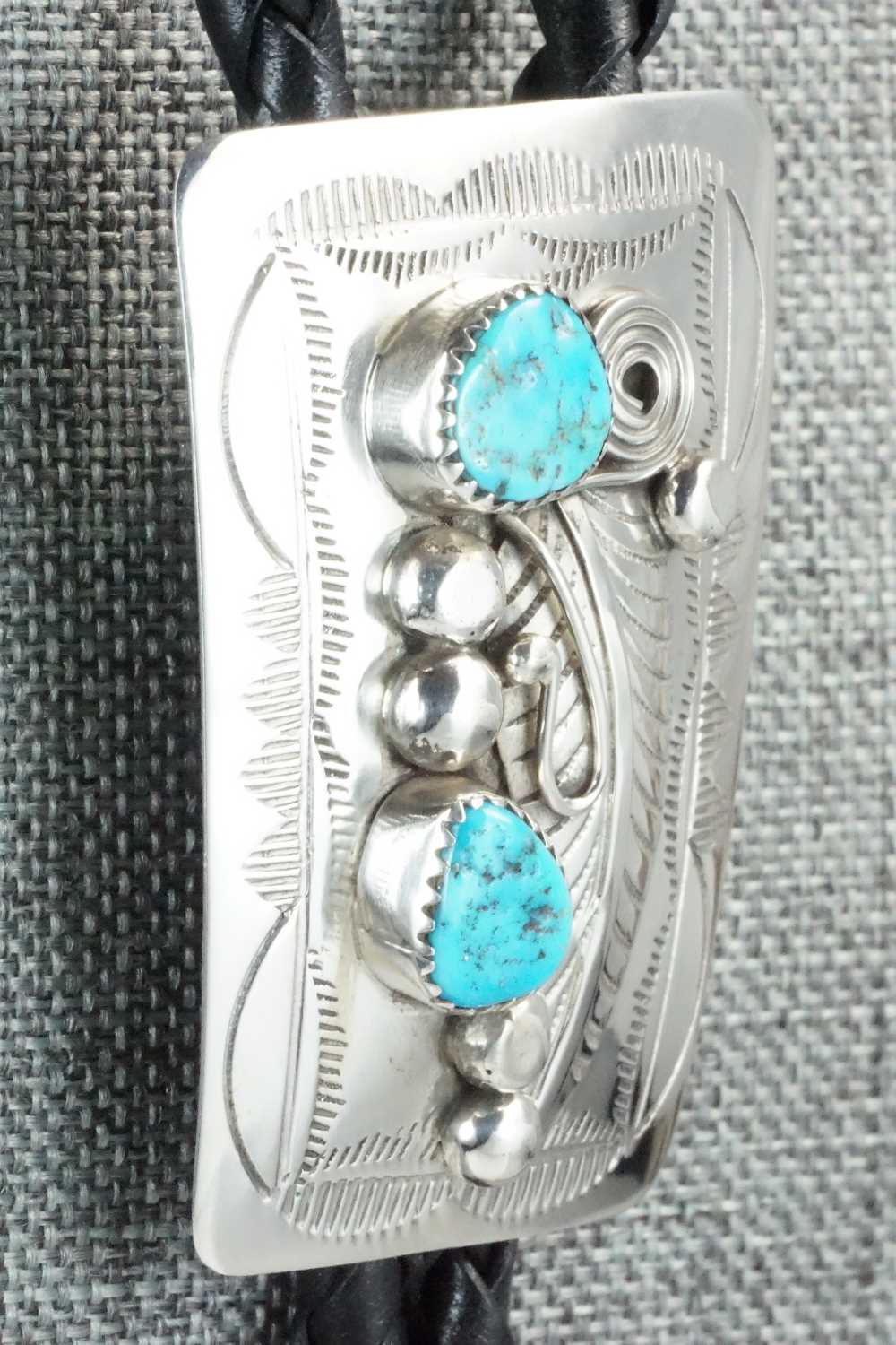 Turquoise & Sterling Silver Bolo Tie - Wilbur Myers