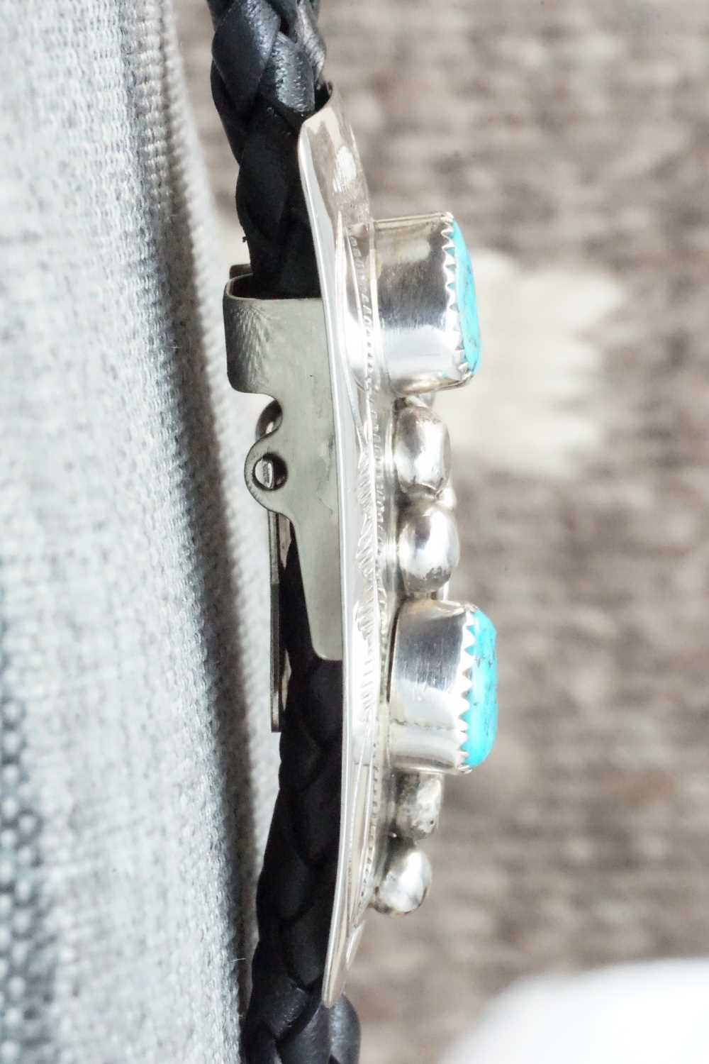 Turquoise & Sterling Silver Bolo Tie - Wilbur Myers