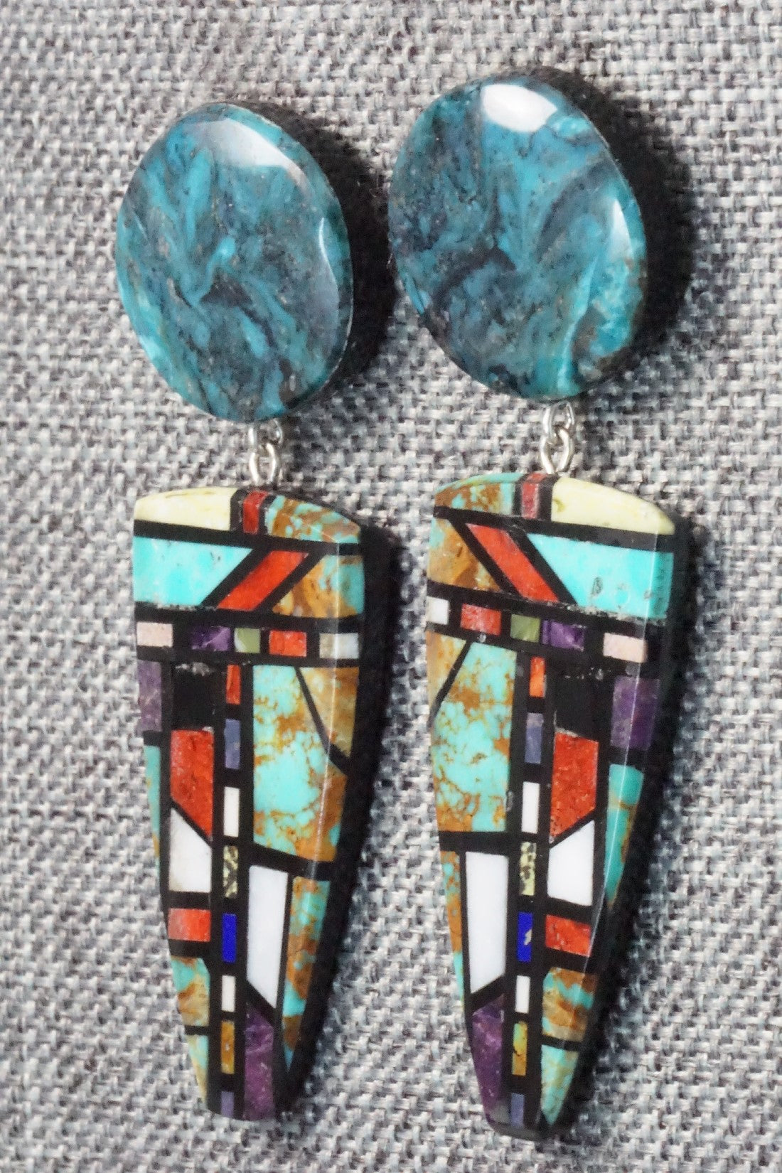 Multi Stone Inlay Earrings - Chris T. Nieto