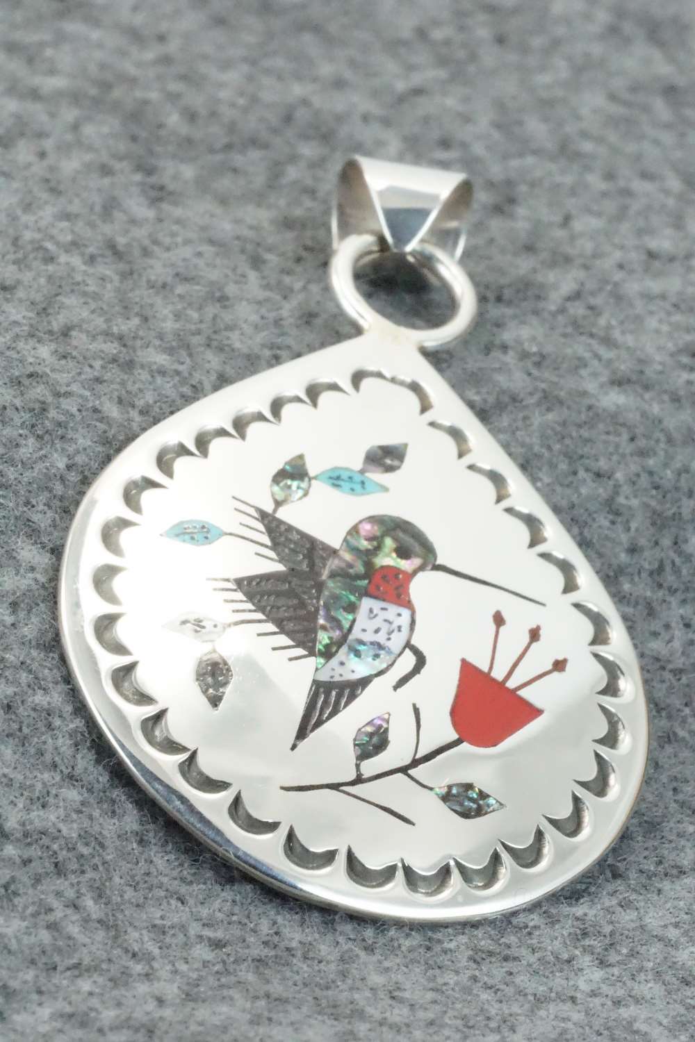 Multi Stone & Sterling Silver Inlay Pendant - Raymond Boyd