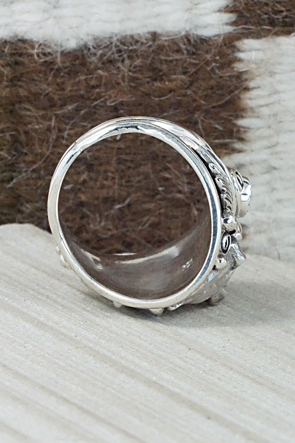 Turquoise and Sterling Silver Ring - Jeanette Saunders - Size 14.5