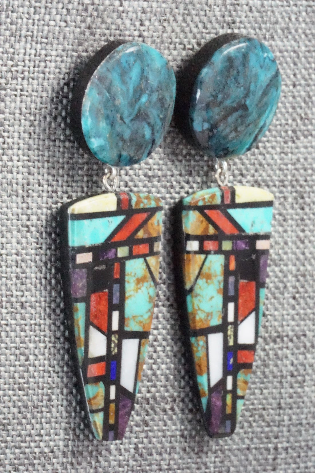 Multi Stone Inlay Earrings - Chris T. Nieto
