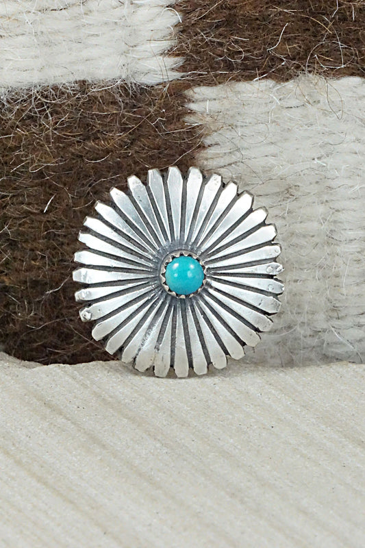 Turquoise & Sterling Silver Ring - Tom Dinetso - Size 5.5
