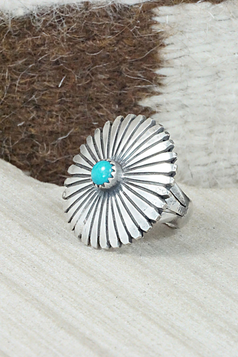 Turquoise & Sterling Silver Ring - Tom Dinetso - Size 5.5