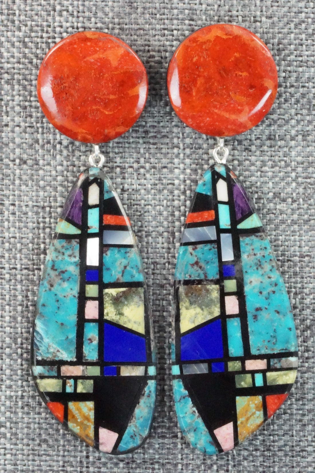Multi Stone Inlay Earrings - Chris T. Nieto