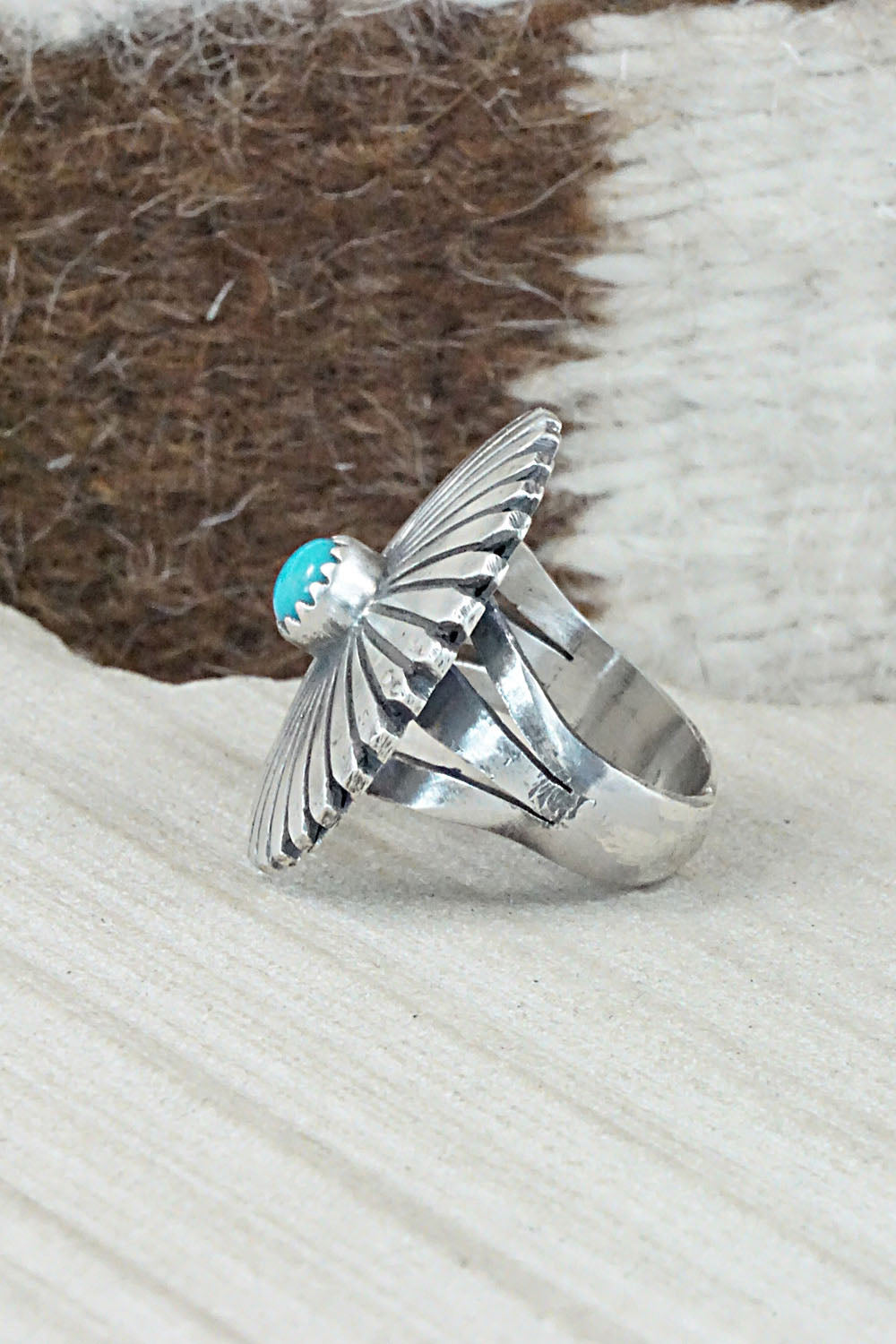 Turquoise & Sterling Silver Ring - Tom Dinetso - Size 5.5