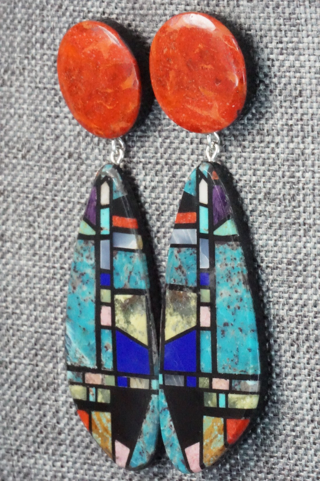 Multi Stone Inlay Earrings - Chris T. Nieto