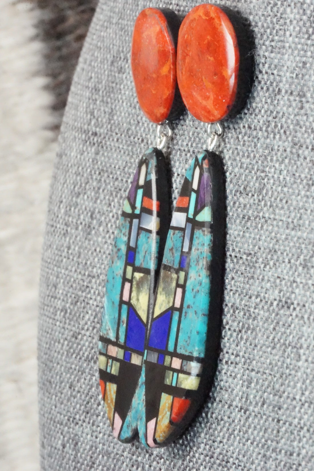 Multi Stone Inlay Earrings - Chris T. Nieto