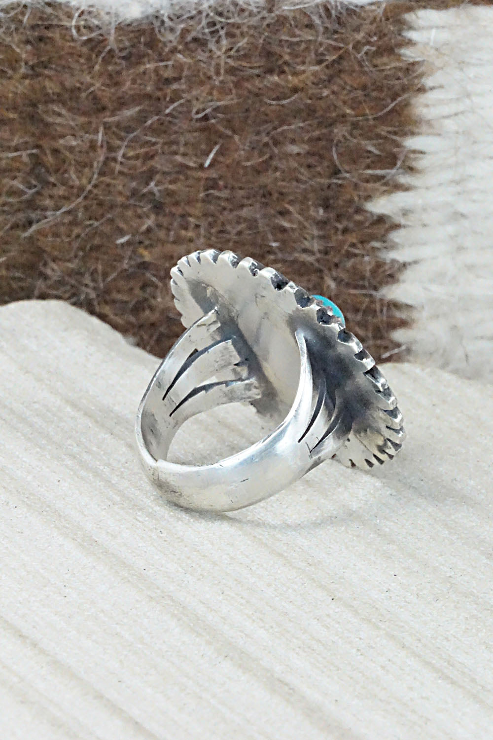 Turquoise & Sterling Silver Ring - Tom Dinetso - Size 5.5