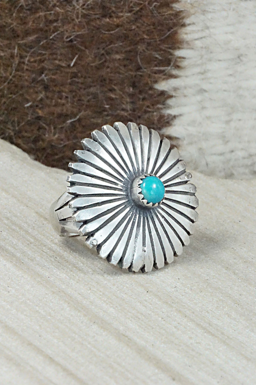 Turquoise & Sterling Silver Ring - Tom Dinetso - Size 5.5