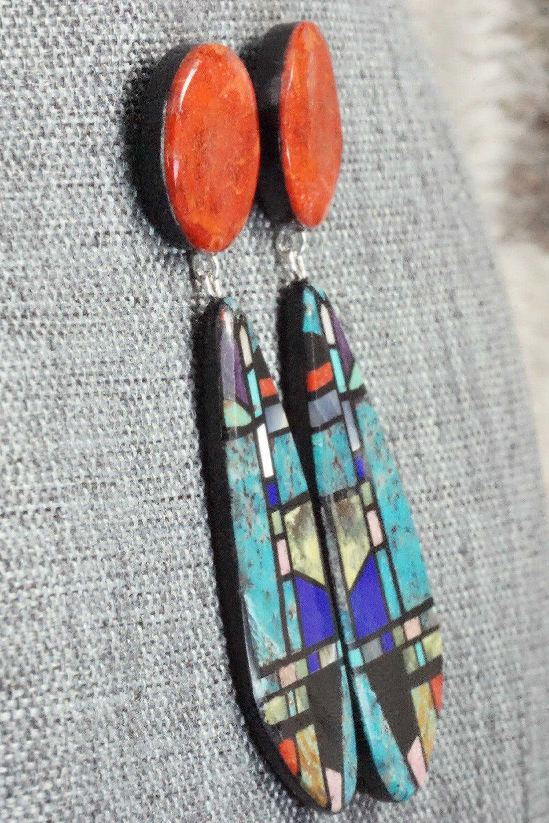 Multi Stone Inlay Earrings - Chris T. Nieto