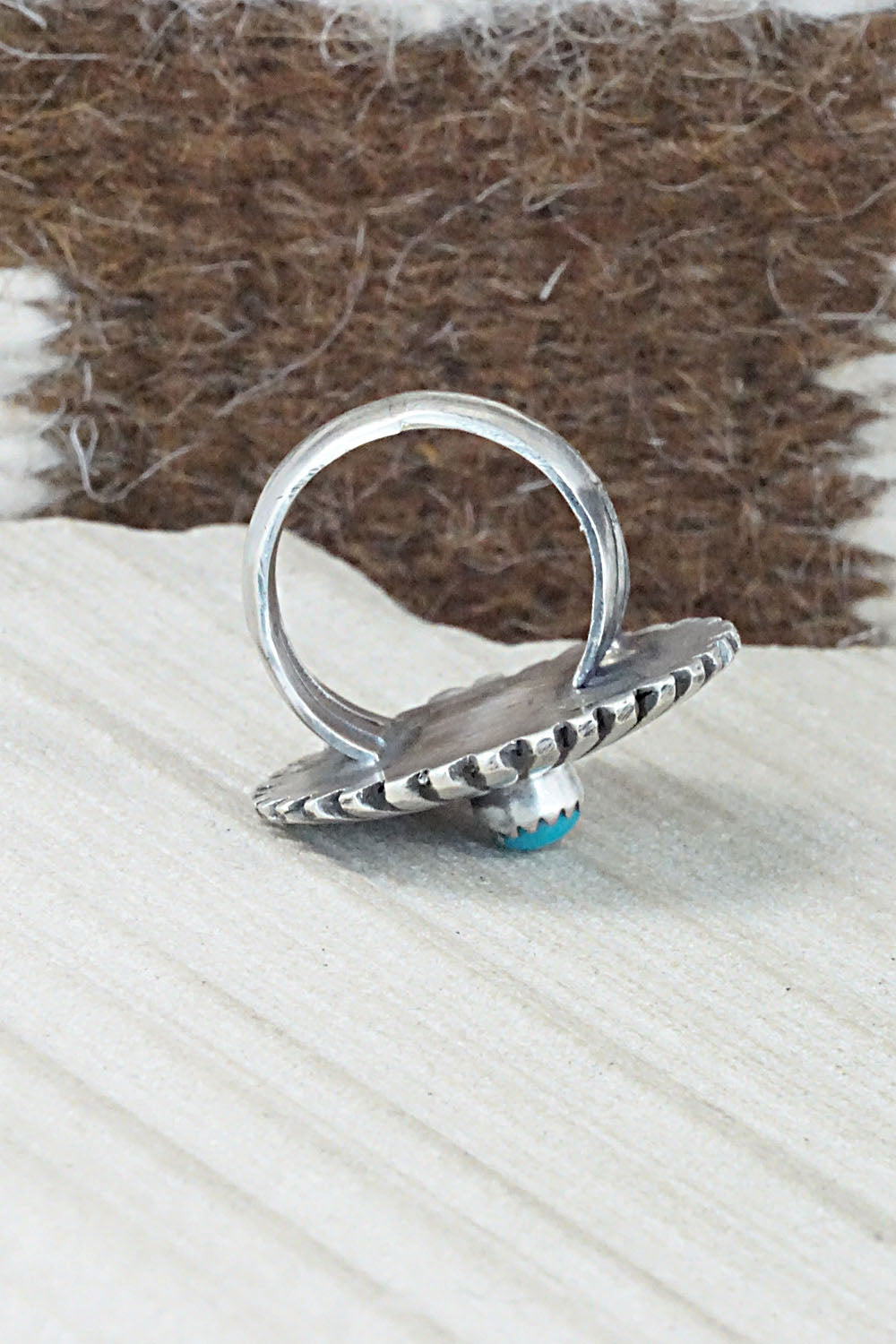 Turquoise & Sterling Silver Ring - Tom Dinetso - Size 5.5