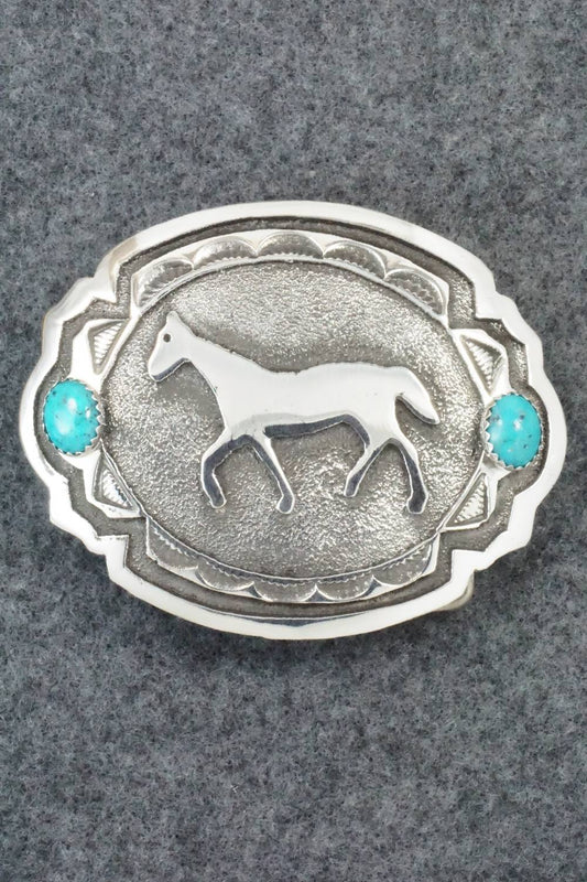 Turquoise and Sterling Silver Belt Buckle - Emerson Kinsel