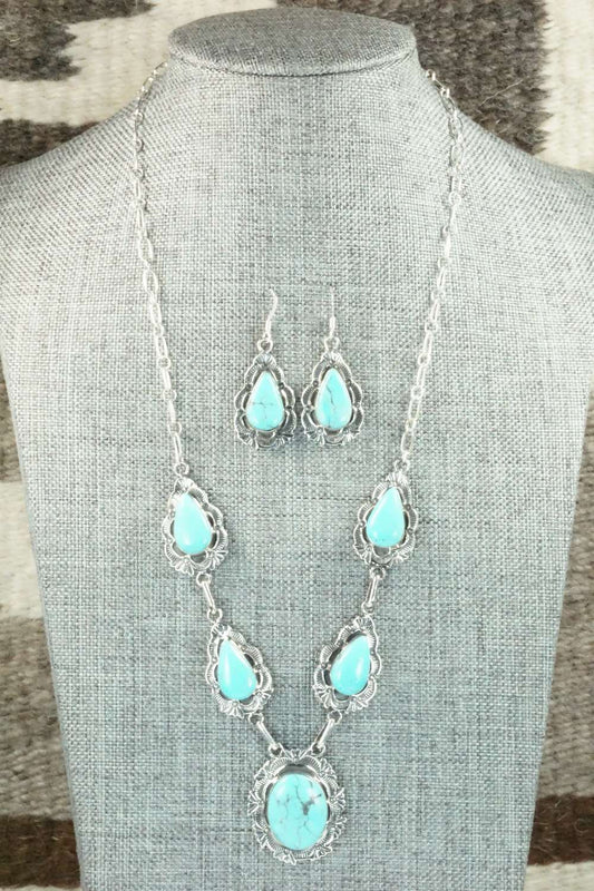 Turquoise & Sterling Silver Necklace and Earrings Set - Danny Kenneth