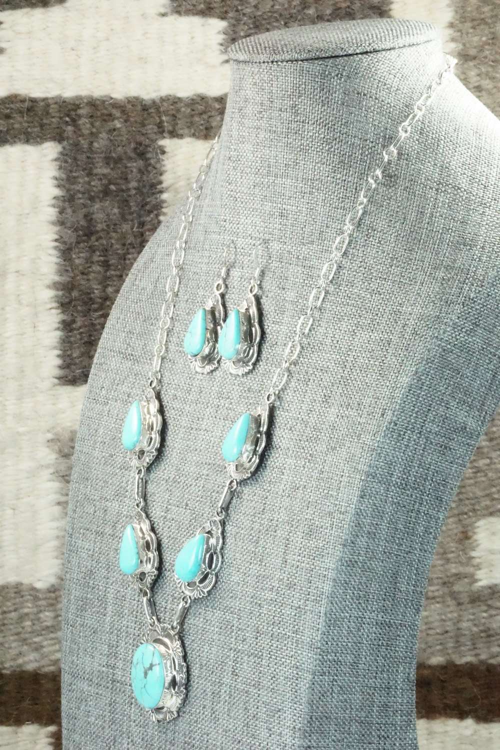 Turquoise & Sterling Silver Necklace and Earrings Set - Danny Kenneth