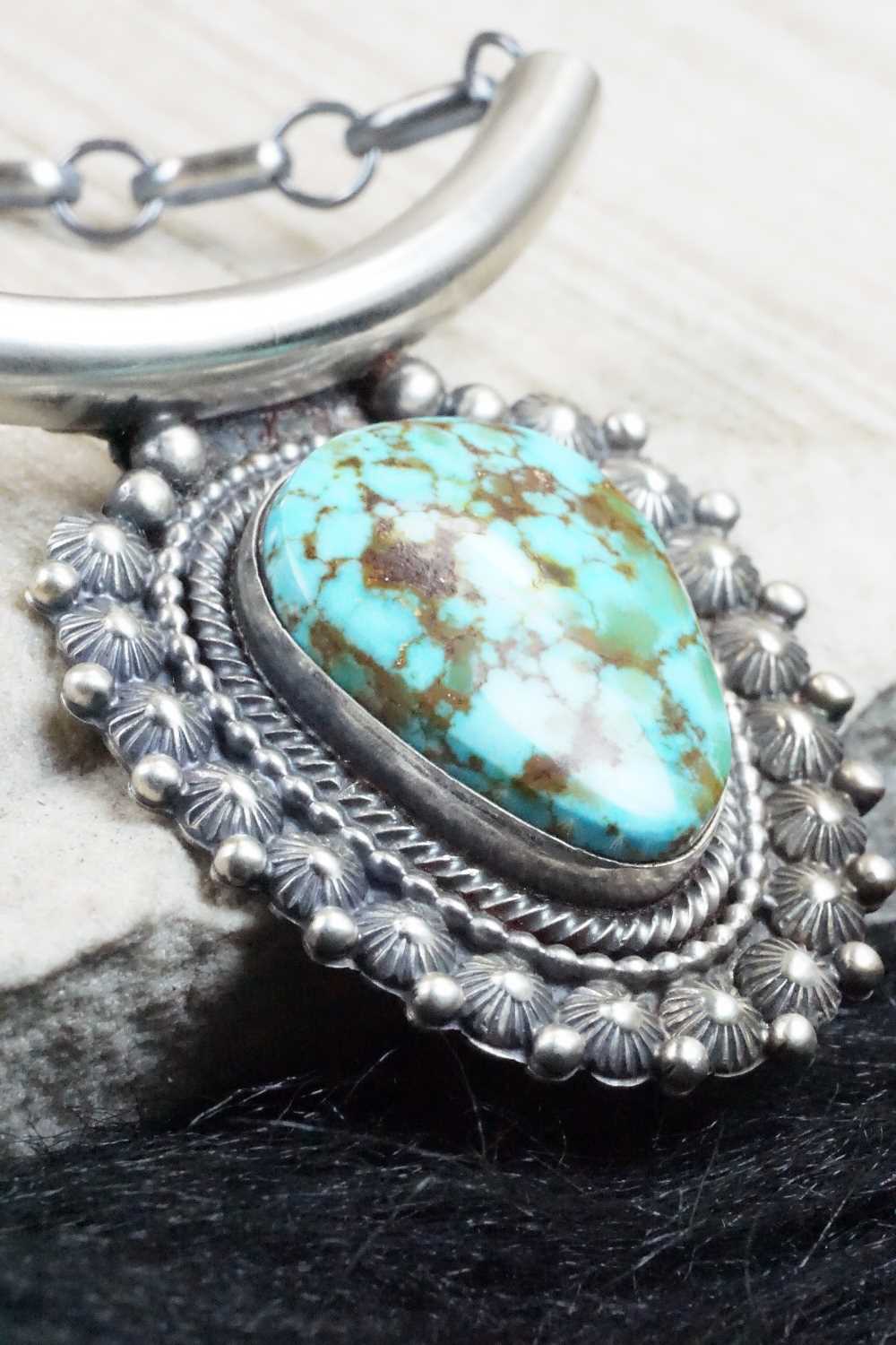 Turquoise & Sterling Silver Necklace - Tom Lewis