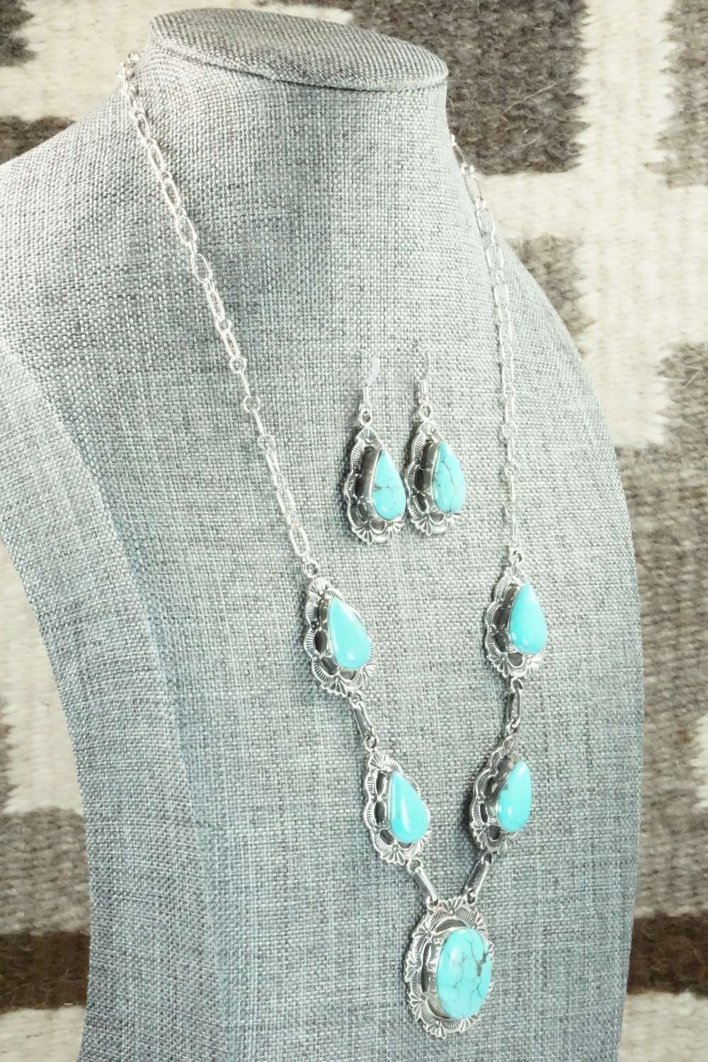Turquoise & Sterling Silver Necklace and Earrings Set - Danny Kenneth