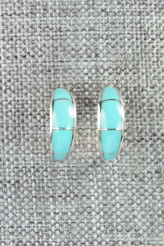 Turquoise & Sterling Silver Earrings - Philbert Chavez