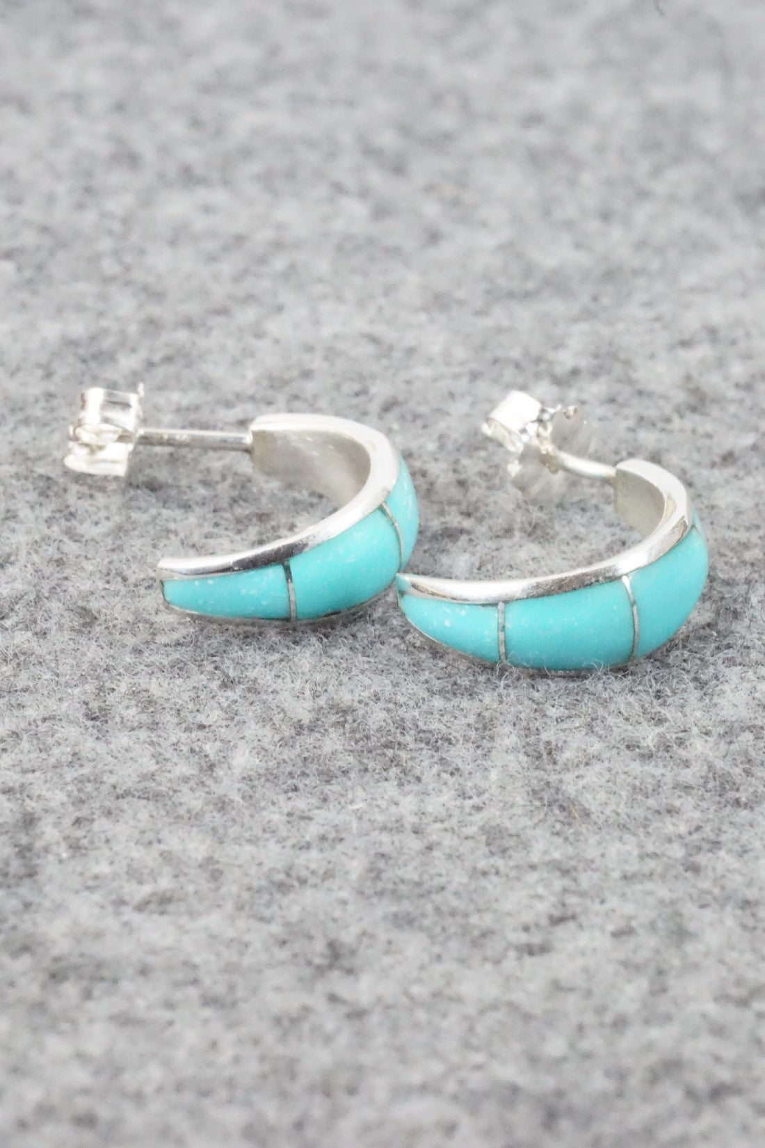 Turquoise & Sterling Silver Earrings - Philbert Chavez