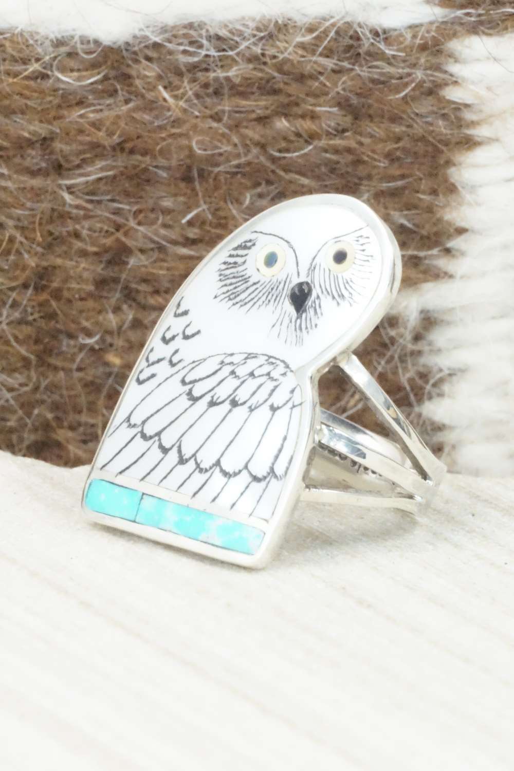 Multi Stone & Sterling Silver Inlay Ring - M.M. Coonis - Size 8
