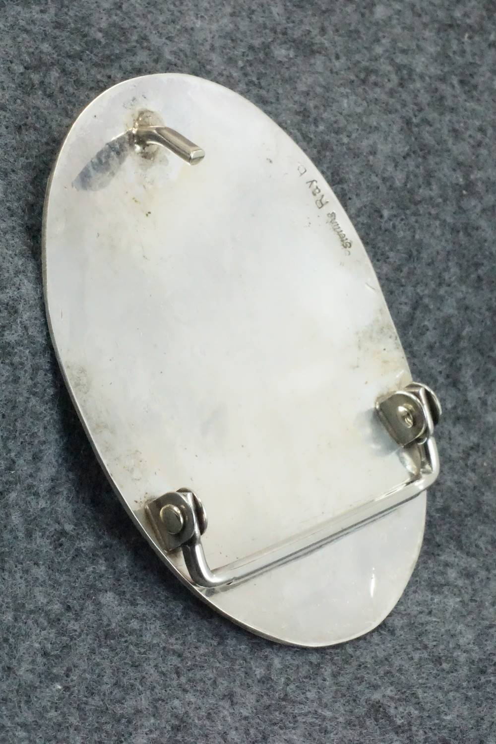 Turquoise, Coral and Sterling Silver Belt Buckle - Raymond Begay