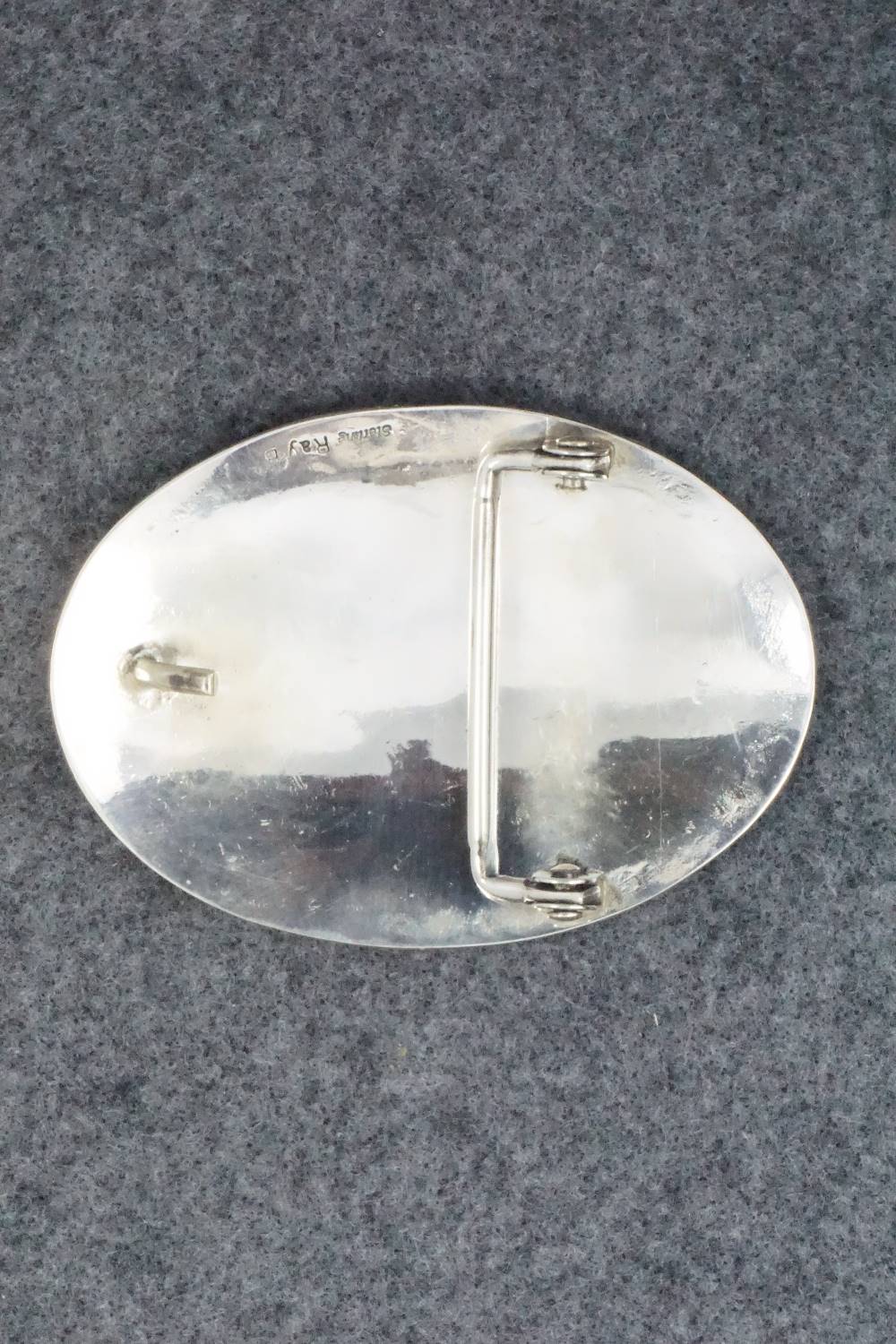 Turquoise, Coral and Sterling Silver Belt Buckle - Raymond Begay