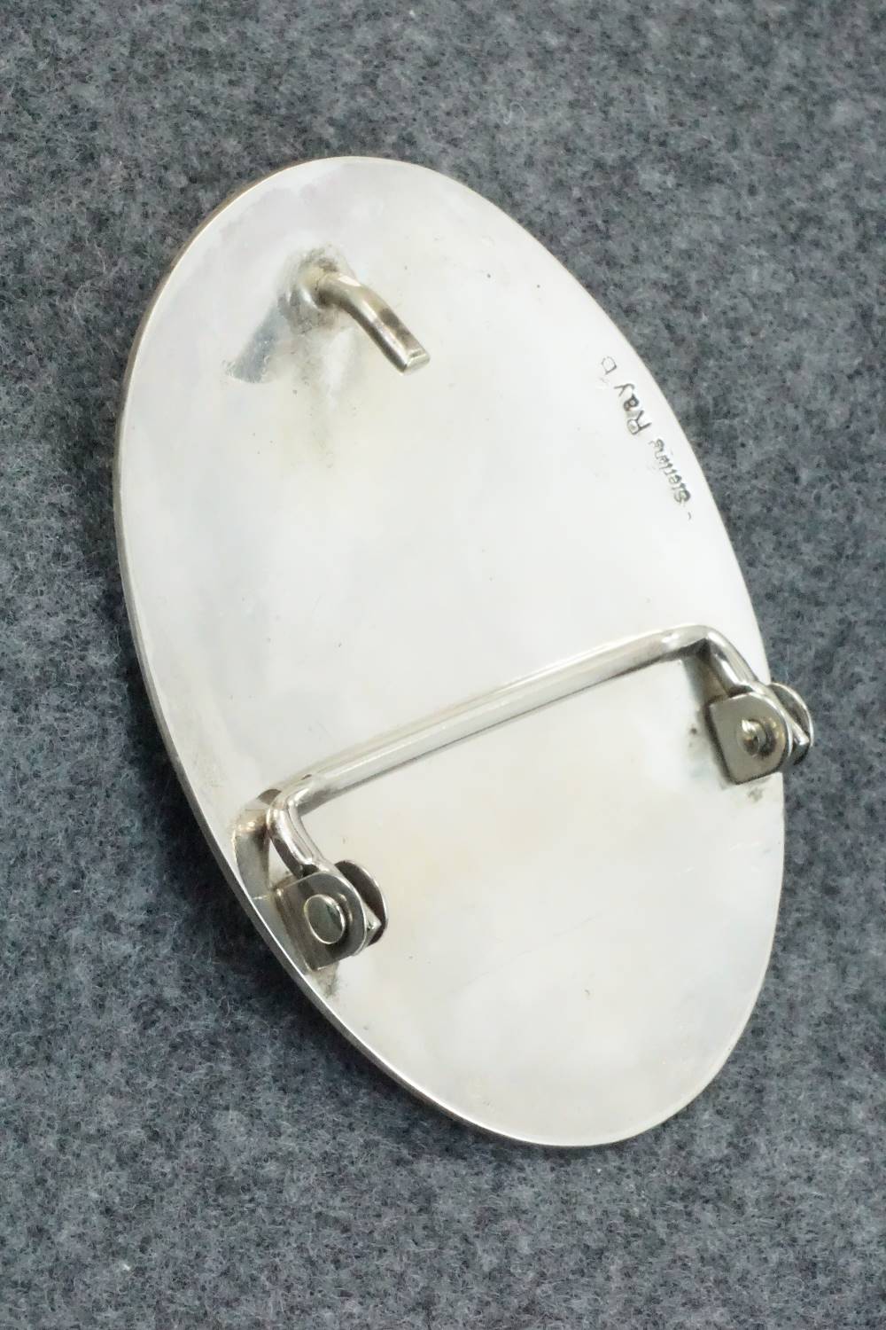 Turquoise, Coral and Sterling Silver Belt Buckle - Raymond Begay