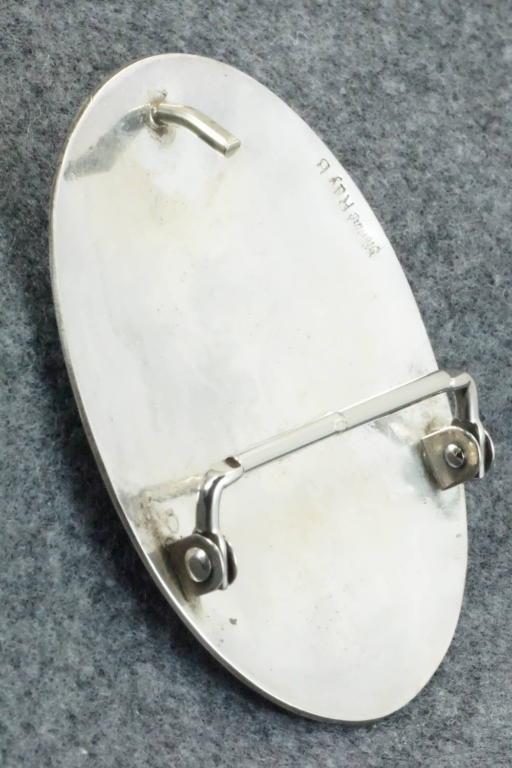 Turquoise, Coral and Sterling Silver Belt Buckle - Raymond Begay